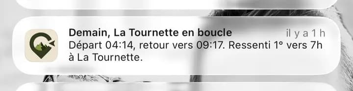 Compath notification the evening before a planned trip