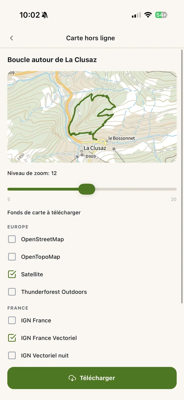 Downloading an offline map with the choice of basemaps