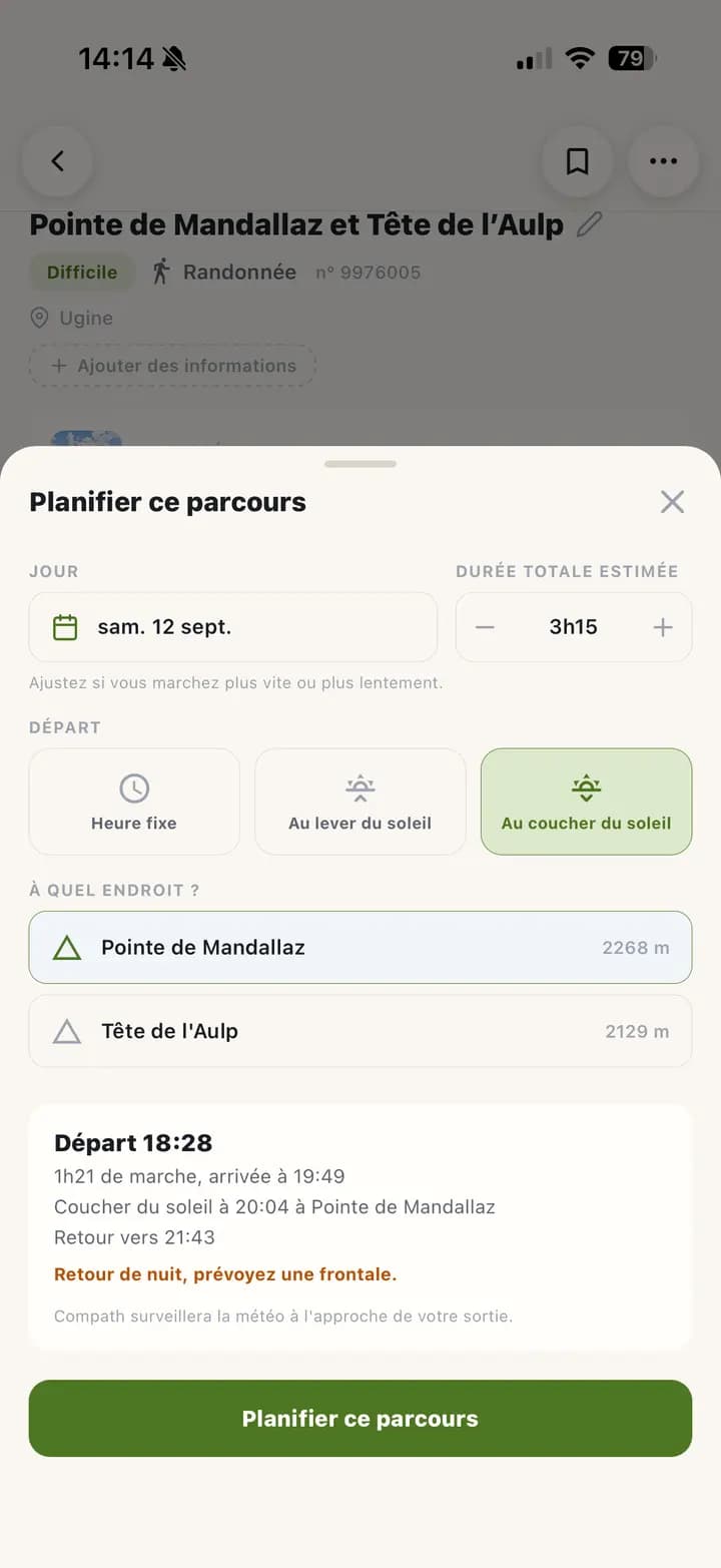 Planning a trip with a sunrise start