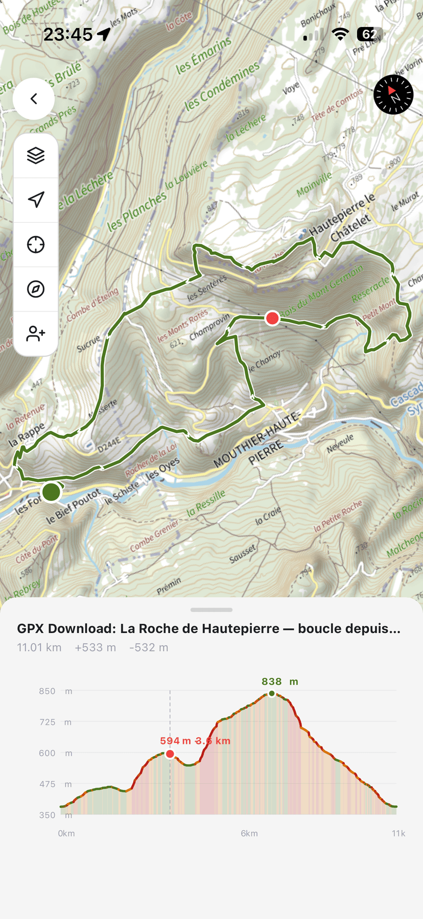 Live trail tracking