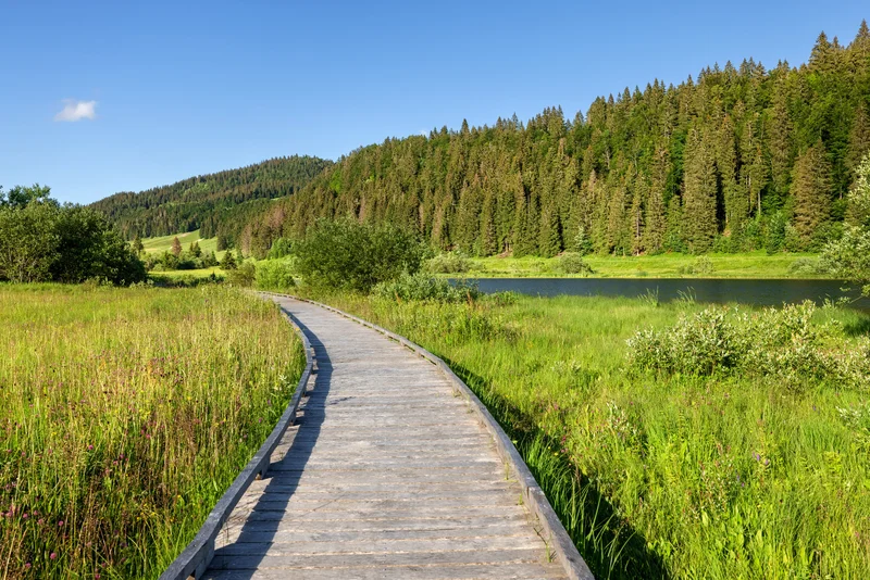 Platelage du lac de Lamoura · © www.stephane-godin.com/Jura Tourisme
